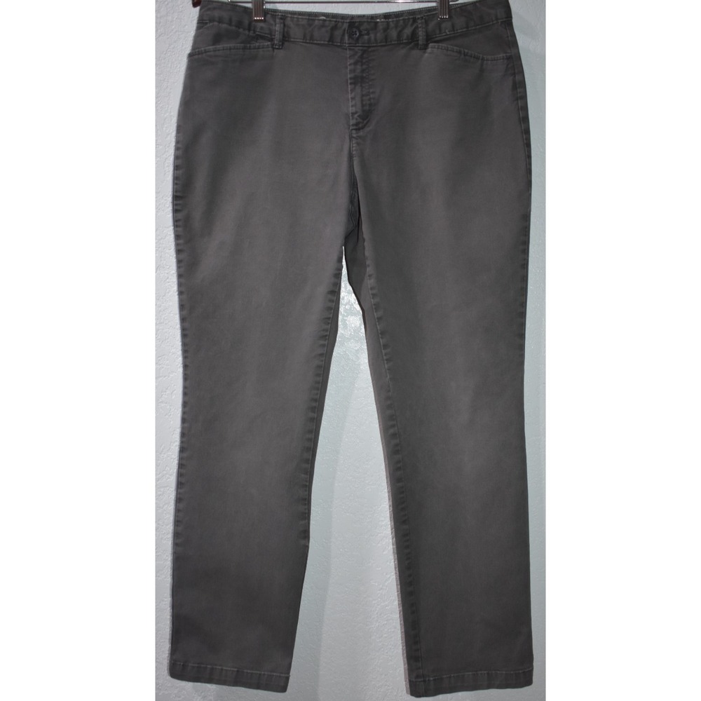 Eddie Bauer 14 Women Chinos Curvy Straight Legendwash Pants Cotton Stretch Gray